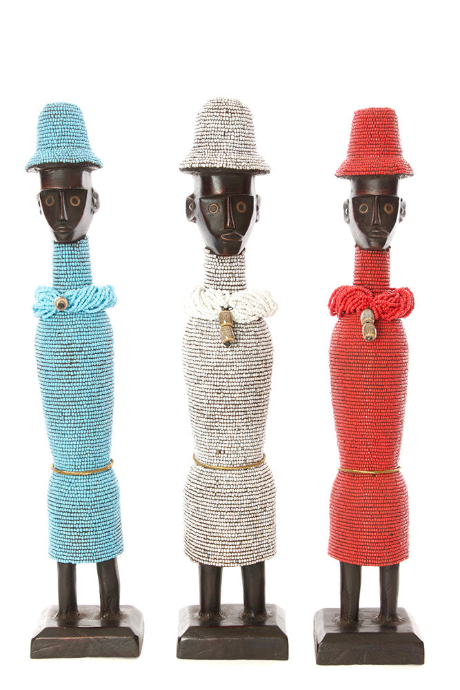 19" Beaded Namji Dolls with Necklaces and Hats