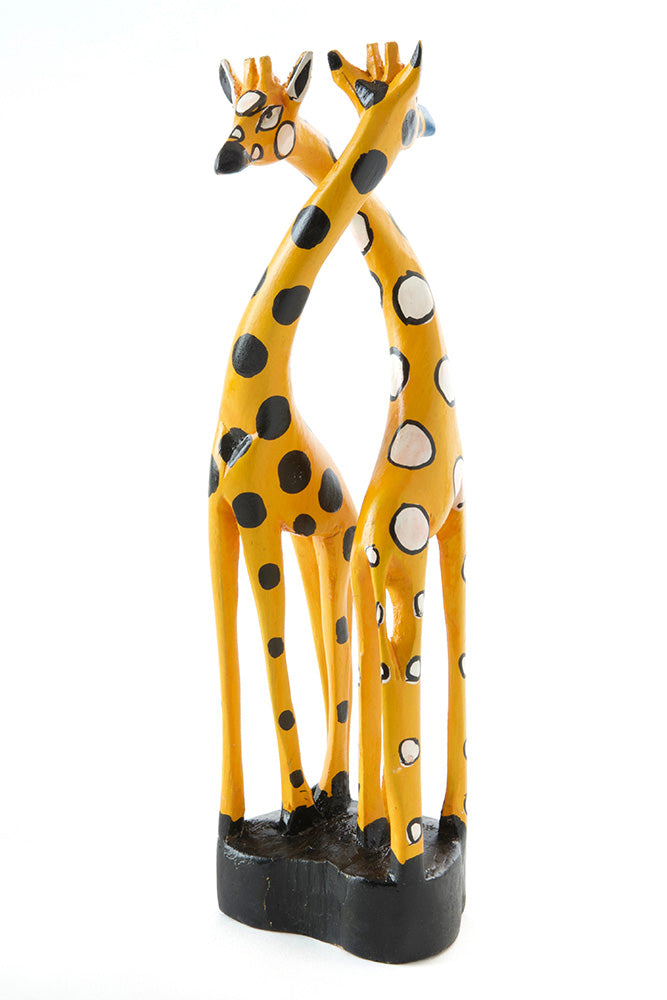 Small Yellow East & West Jacaranda Wood Giraffe Sculpture