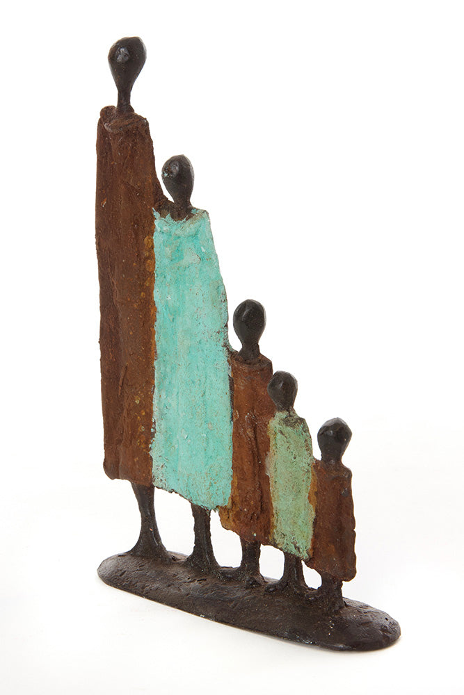 Burkina Bronze Nomad Family of Five Sculpture