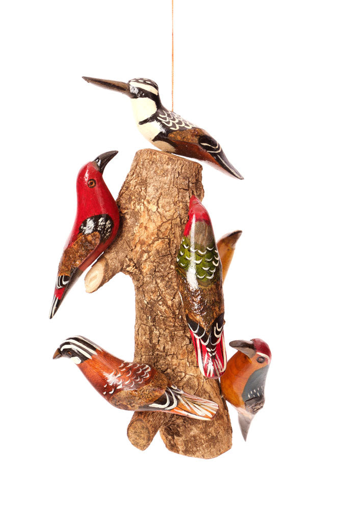 Birds of a Feather Hanging Wooden Sculpture