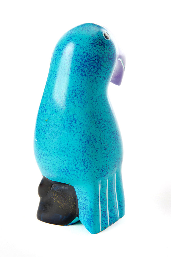 Large Soapstone Twilight Toucan in Purple & Aqua