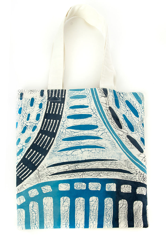 Zambian Hand Painted Blue Lagoon Tote Bag