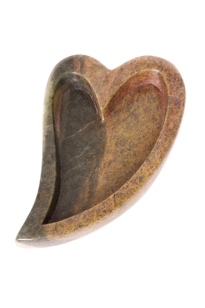 Hand Carved Shona Serpentine Stone Heart Dish