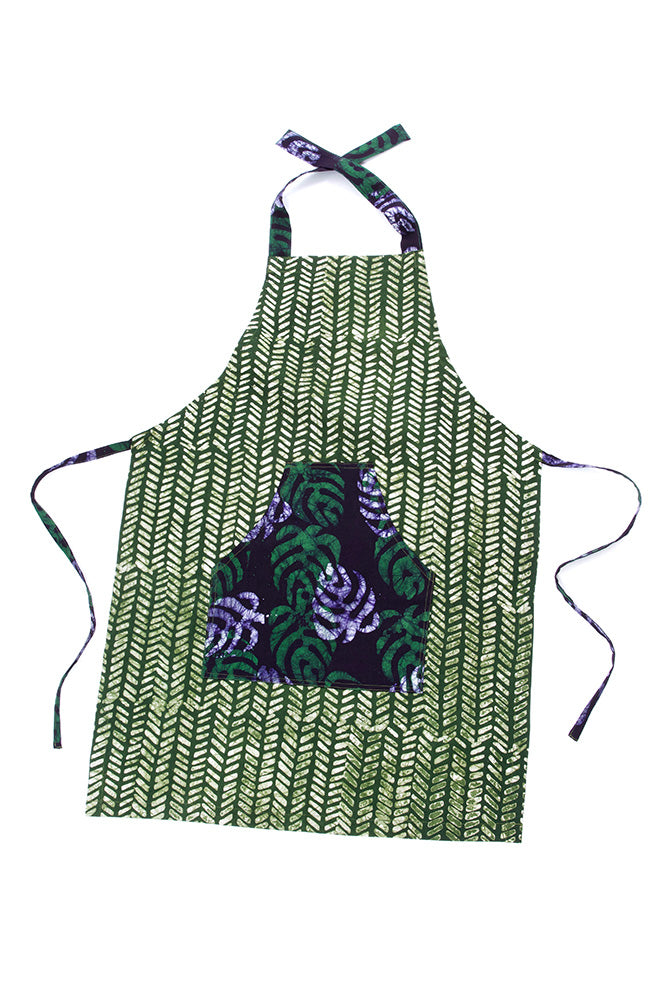 Ghanaian Jungle Batik Print Apron with Front Pocket