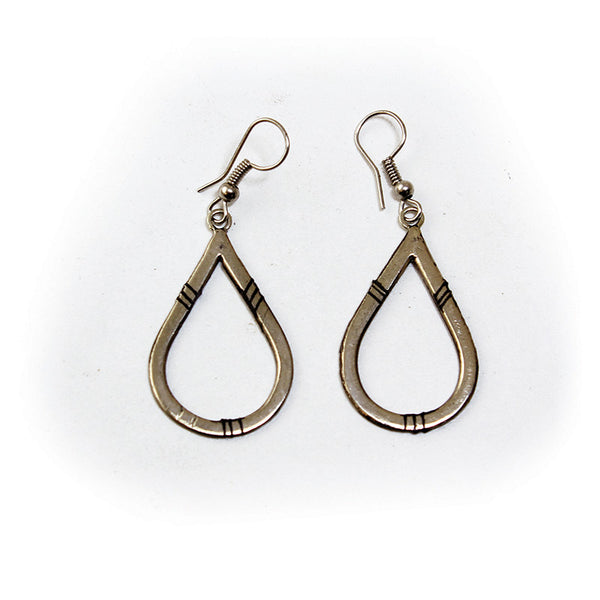 Tuareg Silver Earrings - Hoops w/Black