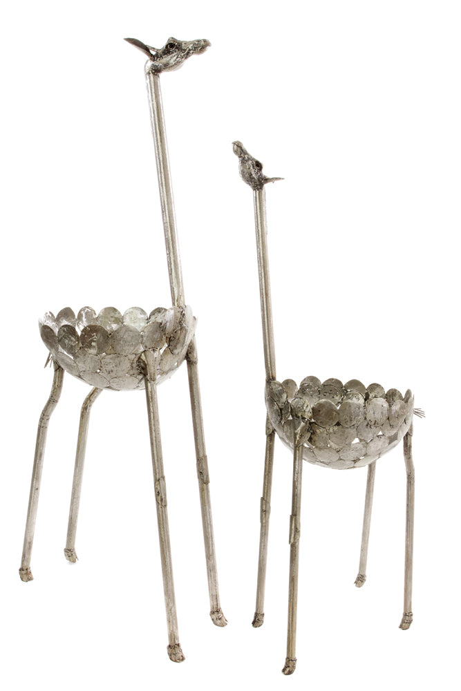 Kenyan Recycled Metal Giraffe Plant Holders