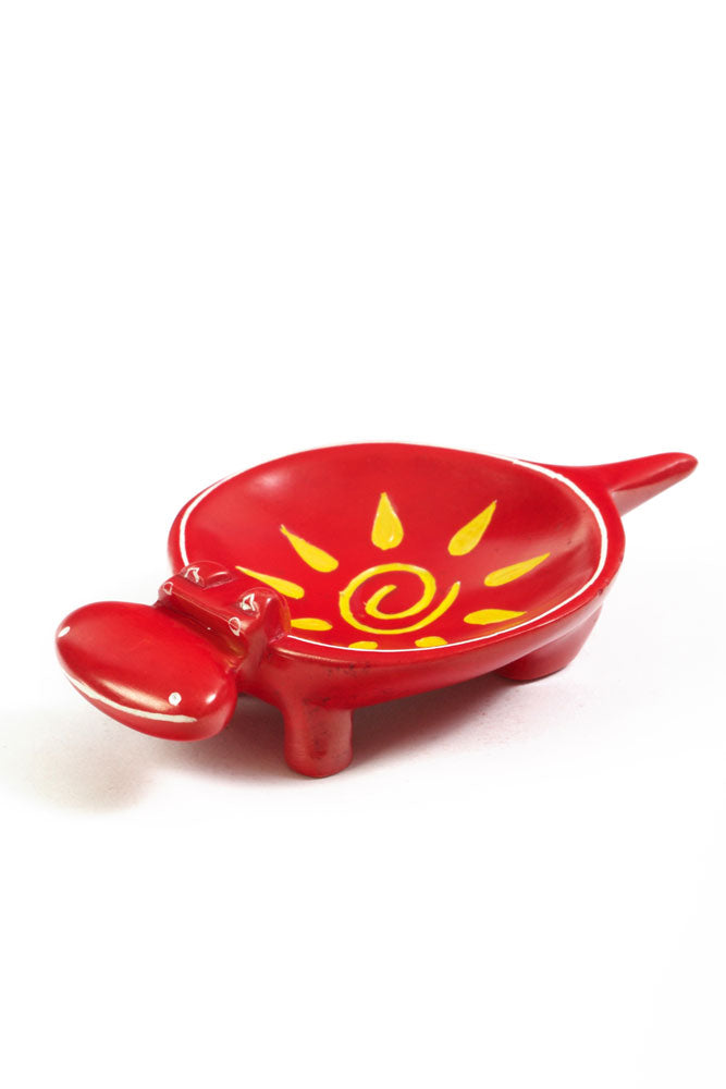 Crimson Sunshine Soapstone Hippo Dish