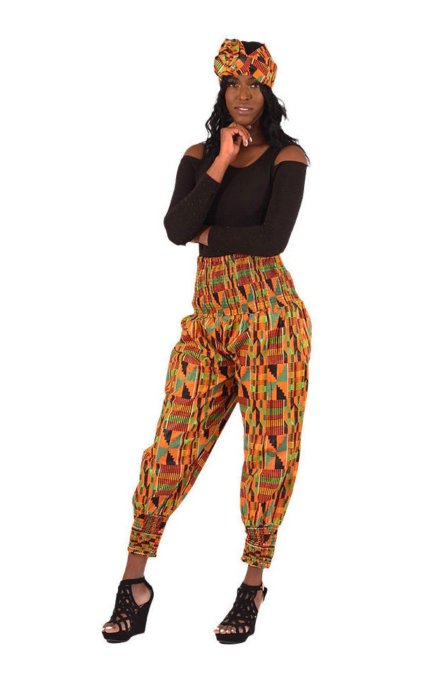 Kente Elastic Harem Pants