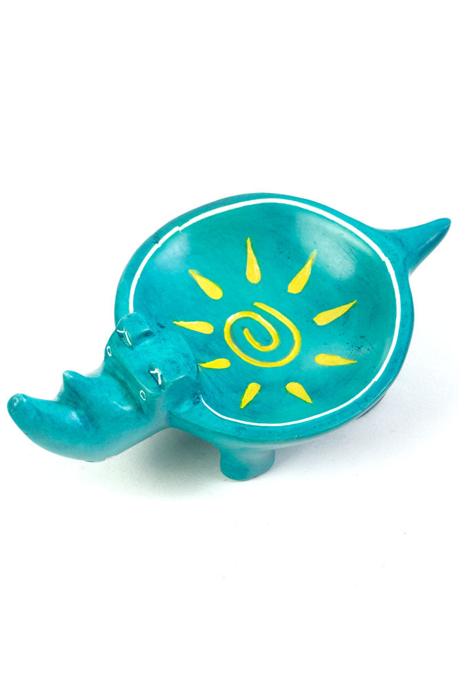 Aqua Sunshine Soapstone Rhino Dish