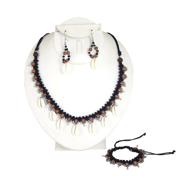 Multi-Beaded Cowrie Shell Necklace Set