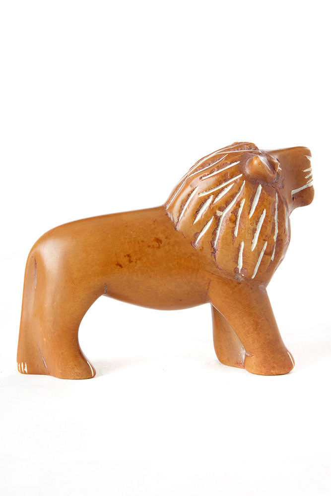 Tawny Kenyan Soapstone Lion Sculpture