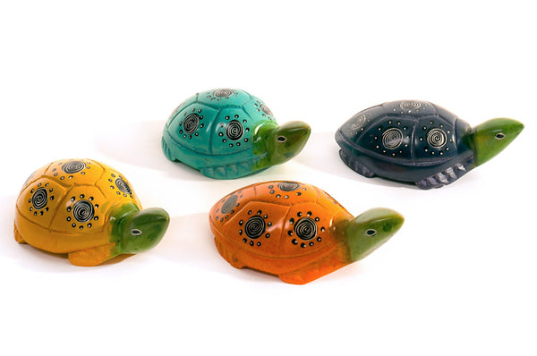 Set of Four Colorful Soapstone Turtles