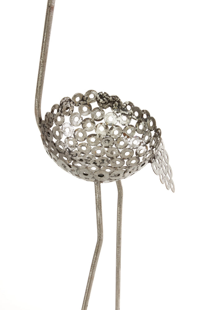 Tall Recycled Metal Ostrich Planters