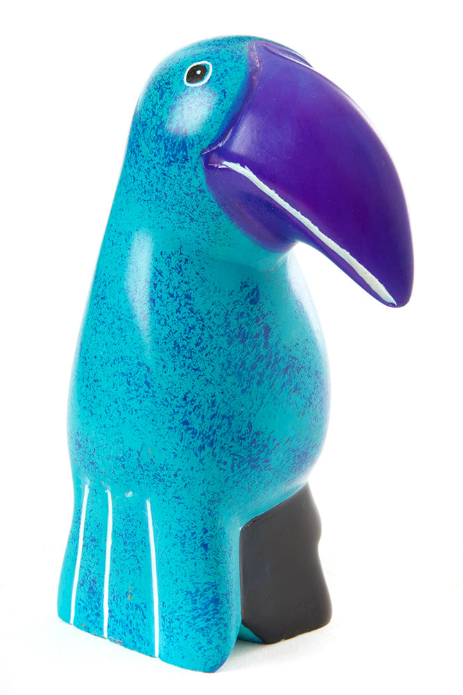 Large Soapstone Twilight Toucan in Purple & Aqua