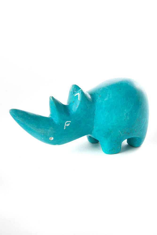 Dozen Mini Aqua Blue Soapstone Rhinos