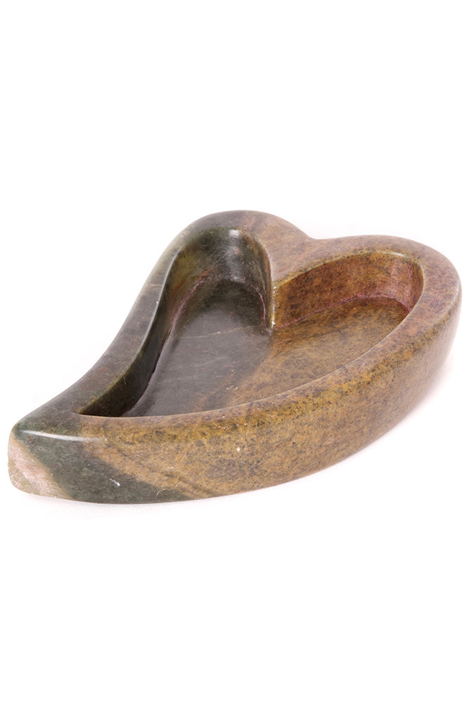 Hand Carved Shona Serpentine Stone Heart Dish