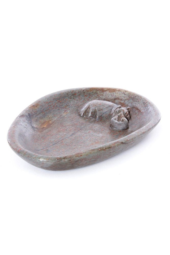 Zimbabwean Serpentine Hippo Soap Dish