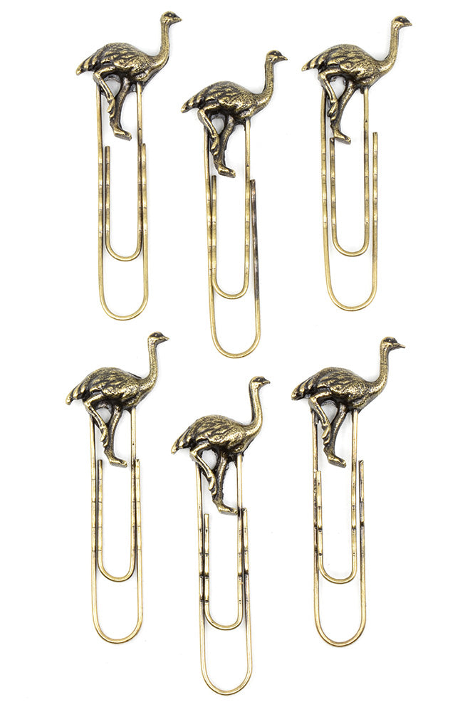 Set of Six Kruger Ostrich Oversize Paper Clips