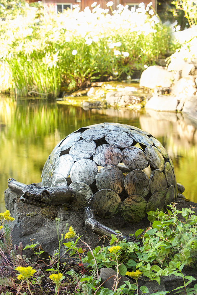 Large Recycled Metal Tortoise Sculpture