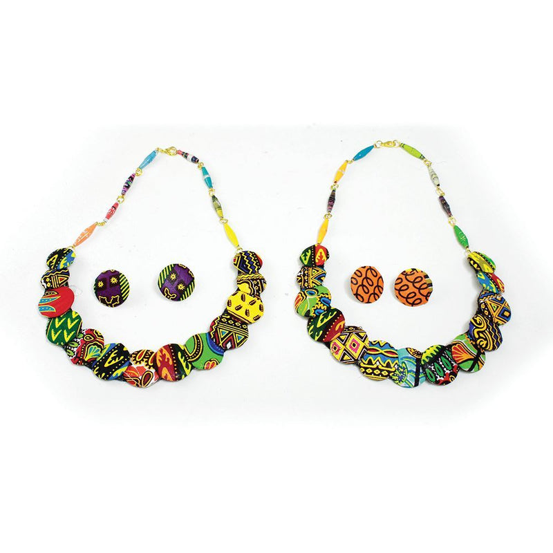 Kitenge Disc Necklace & Earrings