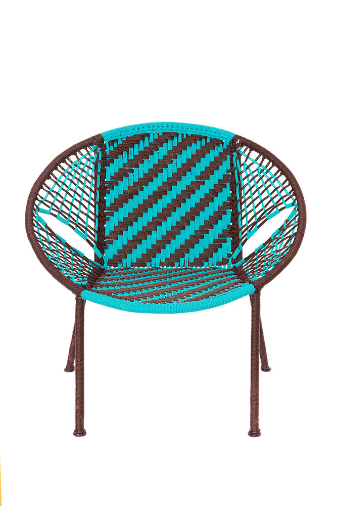 Aqua & Brown Petite Peekaboo Chair