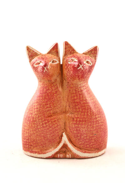 Cozy Cat Couple Soapstone Sculpture