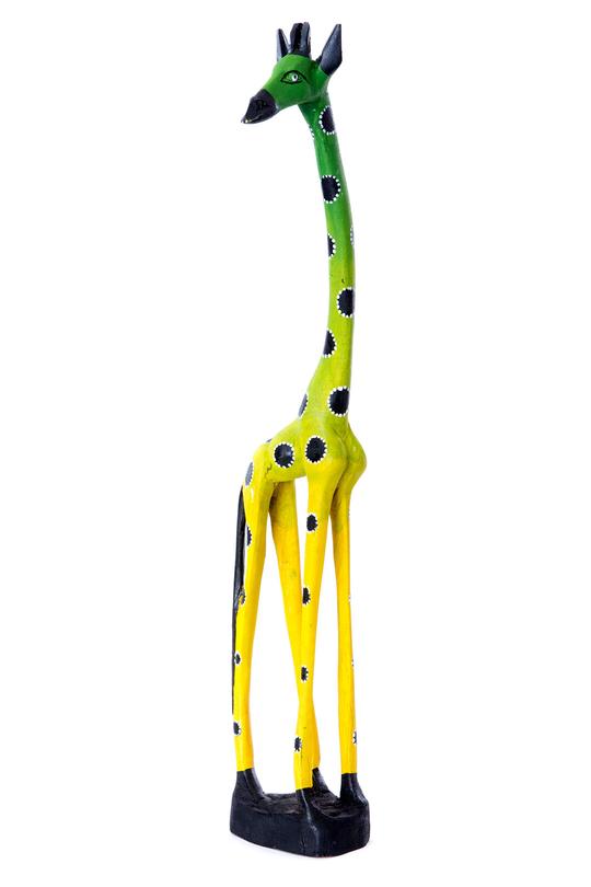 Lemon Lime Jacaranda Wood Giraffe Sculptures