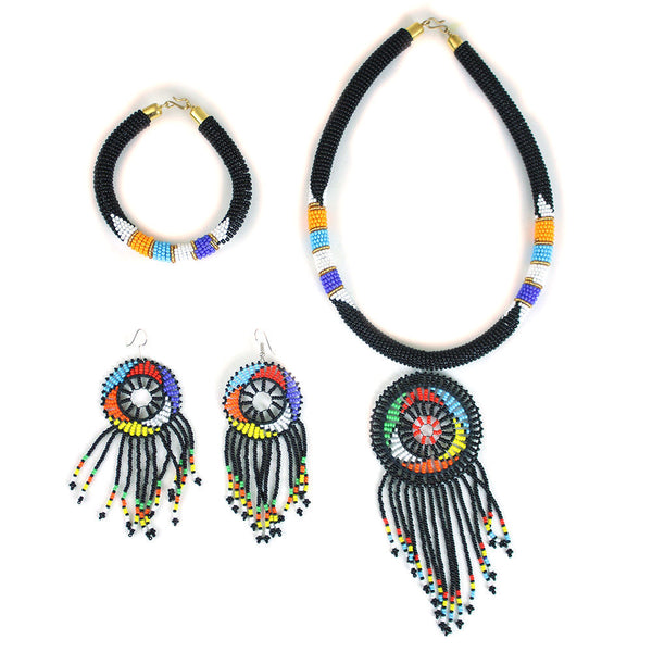 Black Maasai Bead Jewellery Set