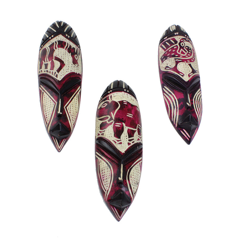 Small Ghana Fang Mask - Symbol Fuschia