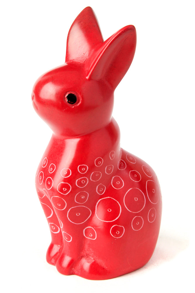 Red Soapstone Mamma Bunny Rabbit