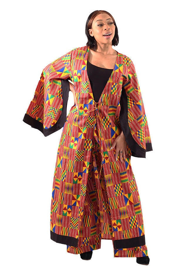 Kente Print Kimonos & Pant Set