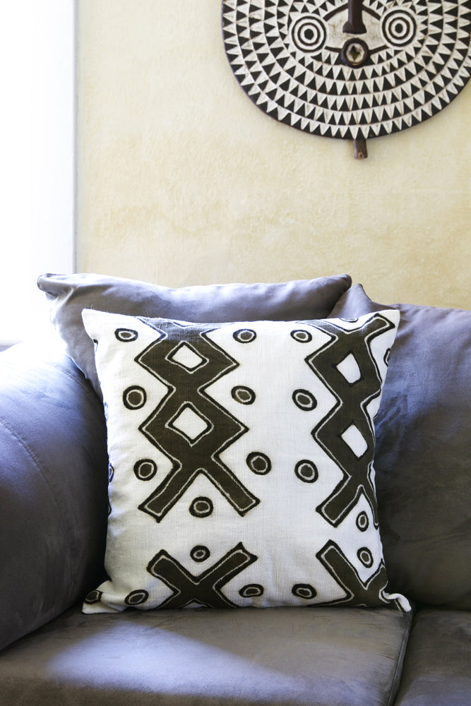 Malian Ladder Print Decorative Pillow with Optional Insert