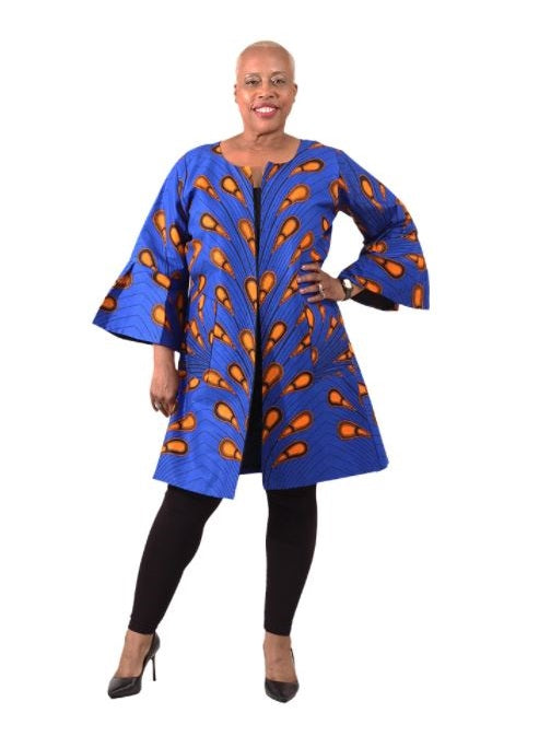 Orange/Blue Peacock Print Jacket