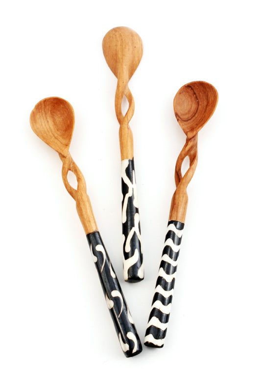 Hand Carved African Twisted Sugar Spoon