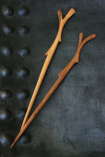 Hand Carved Wild Olive Wood Branch Chopsticks