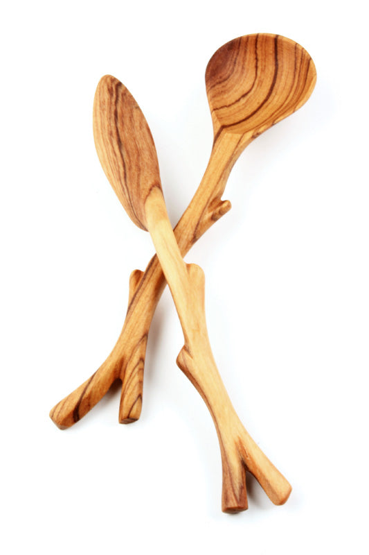 Hand Carved Wild Olive Wood Branch Spoon