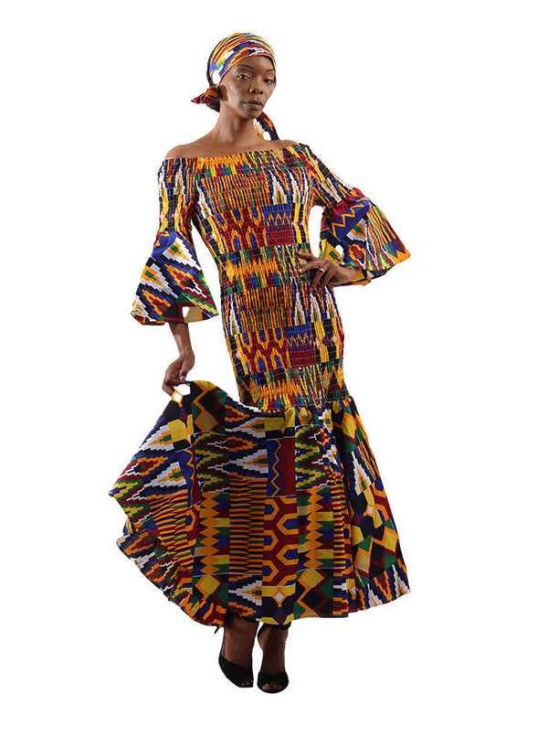 African Kente Smocked Dress