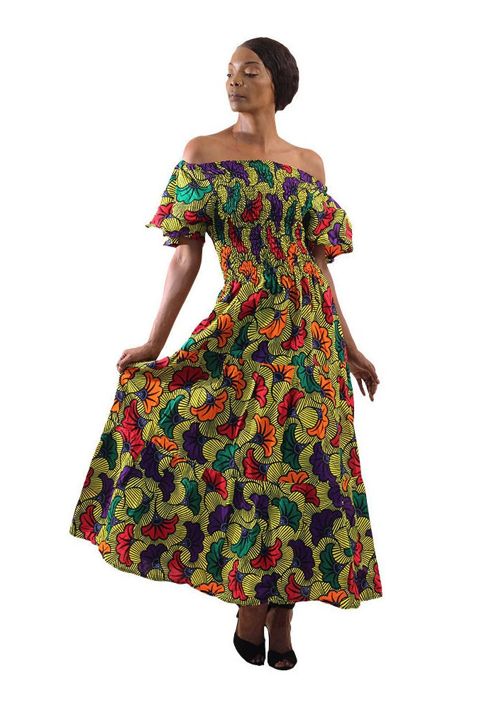 Ghanaian Yellow Flower Dress