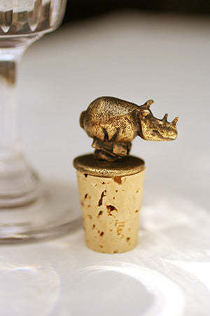 South African Brass Rhino Wine Bottle Stopper