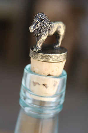 South African Brass Lion Wine Bottle Stopper