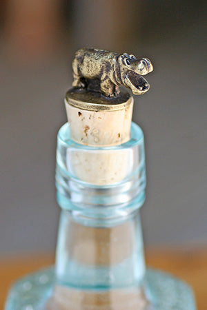 South African Brass Hippo Wine Bottle Stopper