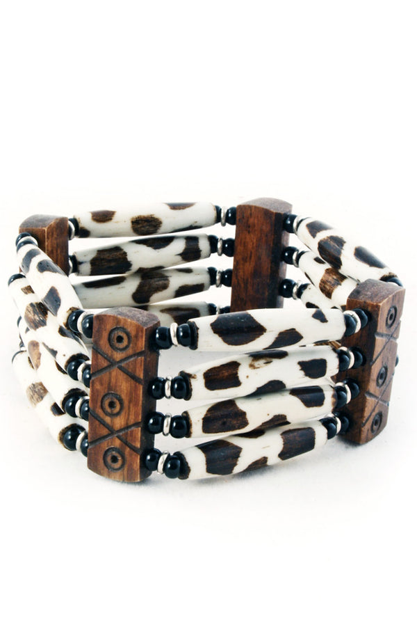 Fancy Batik African Cow Bone Bracelet