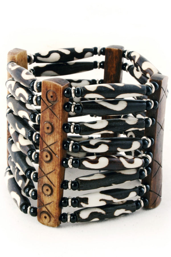 Wide Brown Cow Bone Bracelet