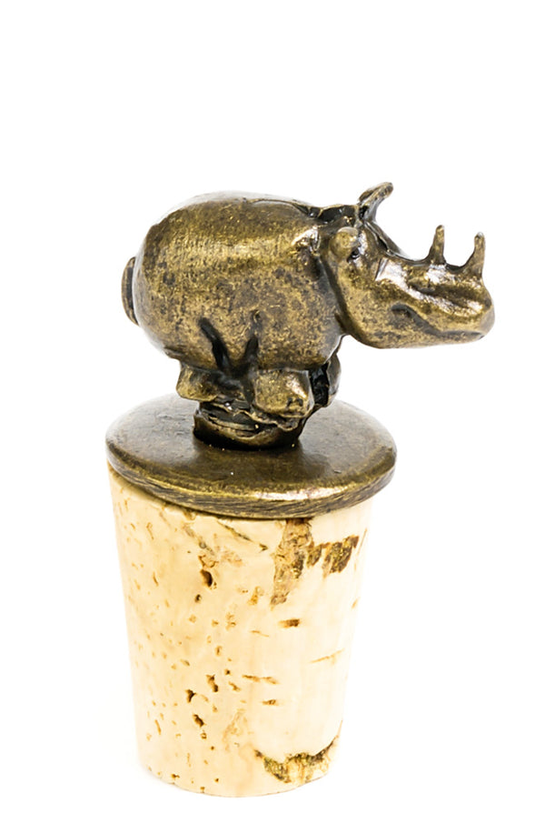 South African Brass Rhino Wine Bottle Stopper