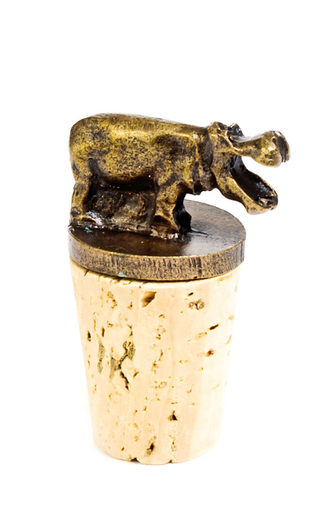 South African Brass Hippo Wine Bottle Stopper