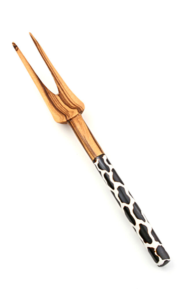 Wild Olive Wood Cocktail Fork with Bone Handle