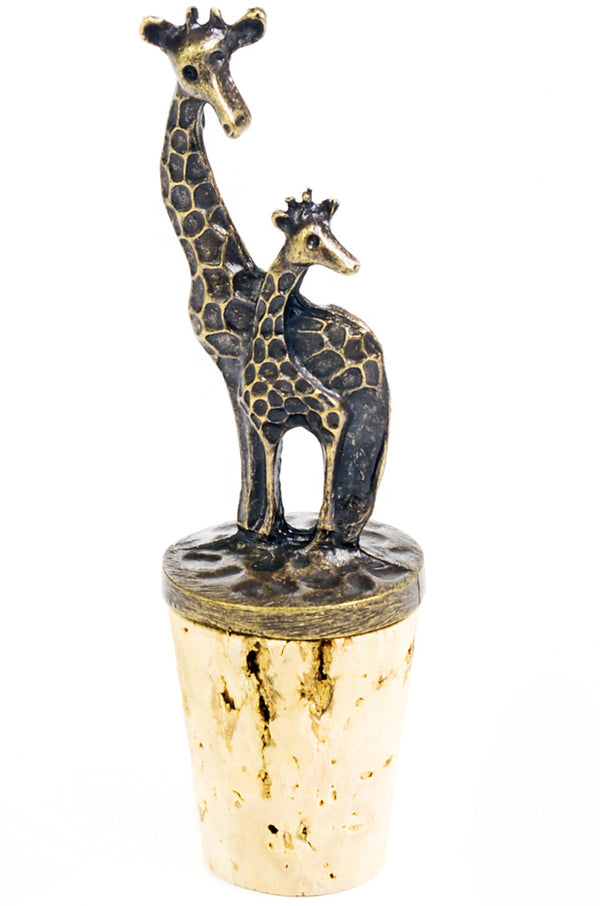 South African Momma & Baby Giraffe Wine Bottle Stopper