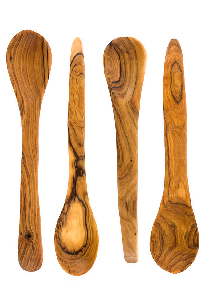 Set of 4 Wild Olive Wood Tasting Spoons