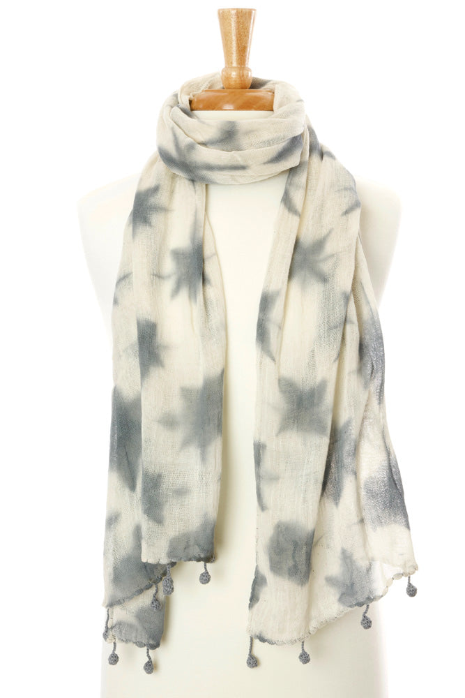 Grey Star Cotton Cloud Scarf from Mali