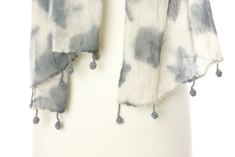 Grey Star Cotton Cloud Scarf from Mali